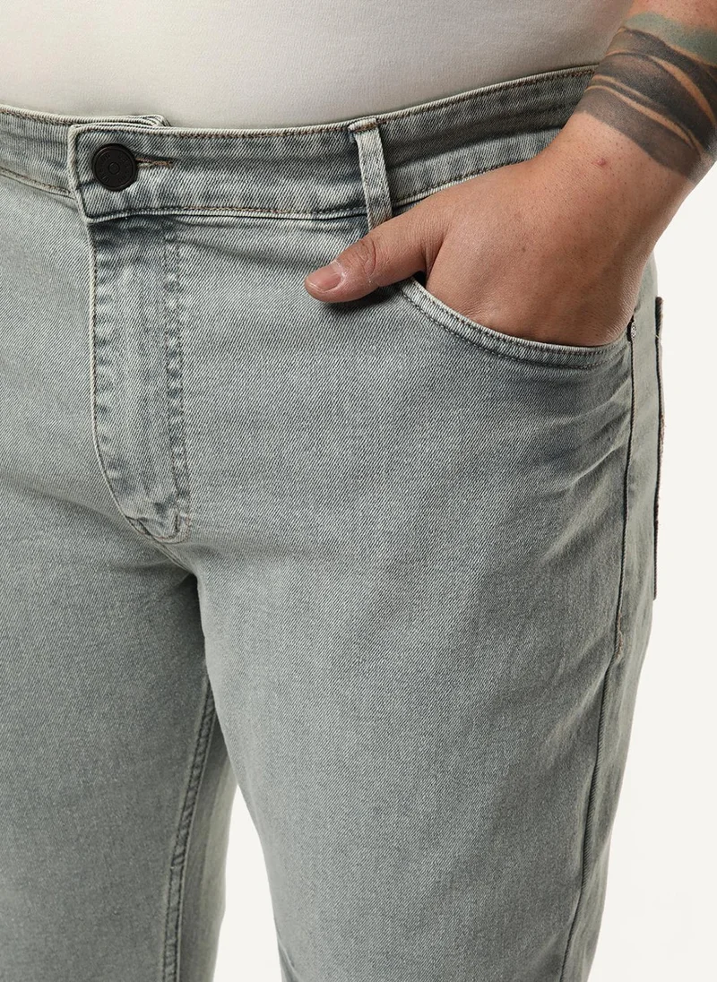 Urbano Fashion  Urbano Plus Men's Ice Grey Bootcut Fit Mid Rise Acid Wash Jeans Stretchable for Men | Best Price UAE